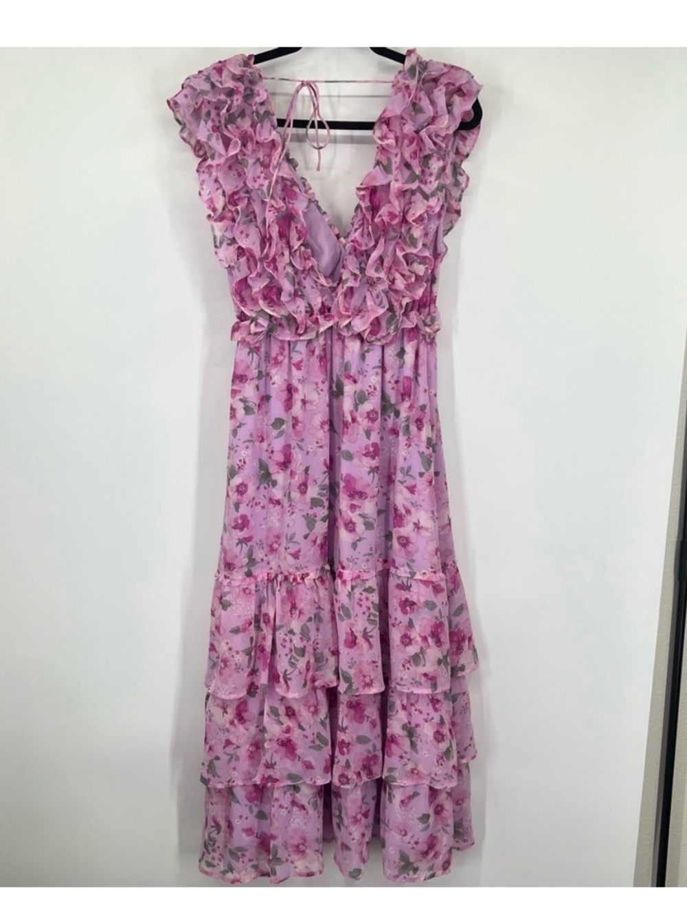 Storia Pink Floral Ruffle Maxi Dress - Picture 5 of 7